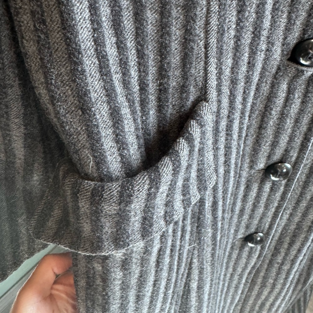 80% Wool Vintage Wool Long Coat Embroidered Minimal Designer Size S - Picture 14 of 16